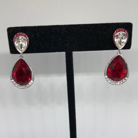 Swarovski Jewelry - Ruby red pear shape drop earrings Swarovski